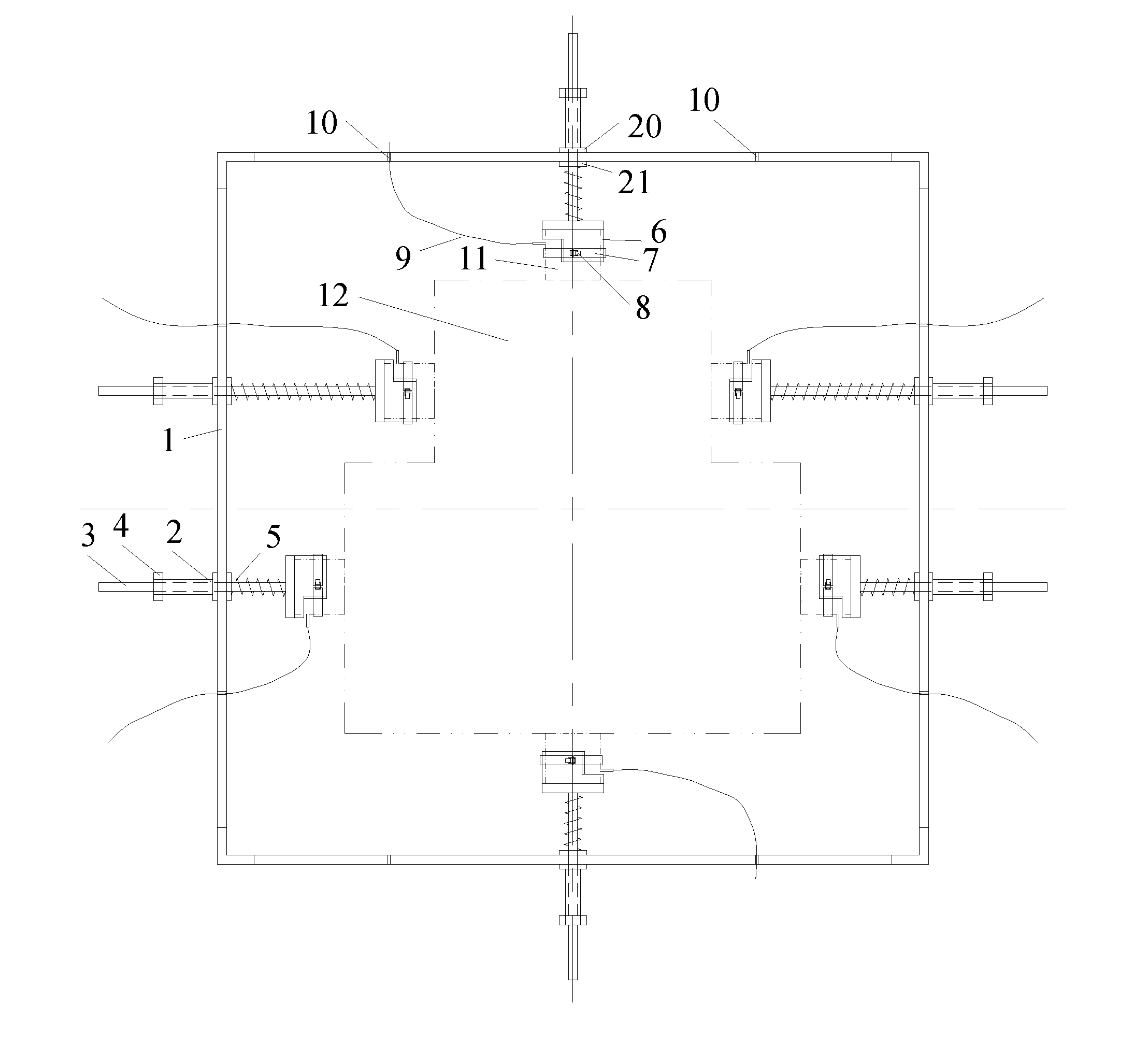 Adjustable fixing device for acoustic emission test sensors for rock damage testing