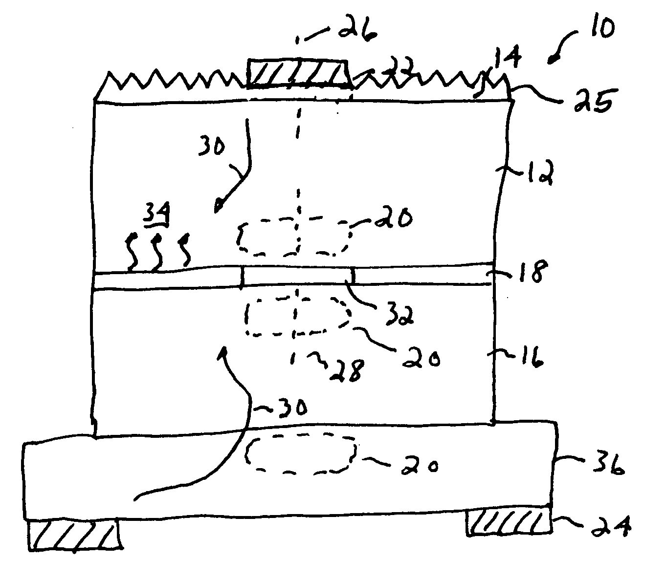 LED with current confinement structure and surface roughening