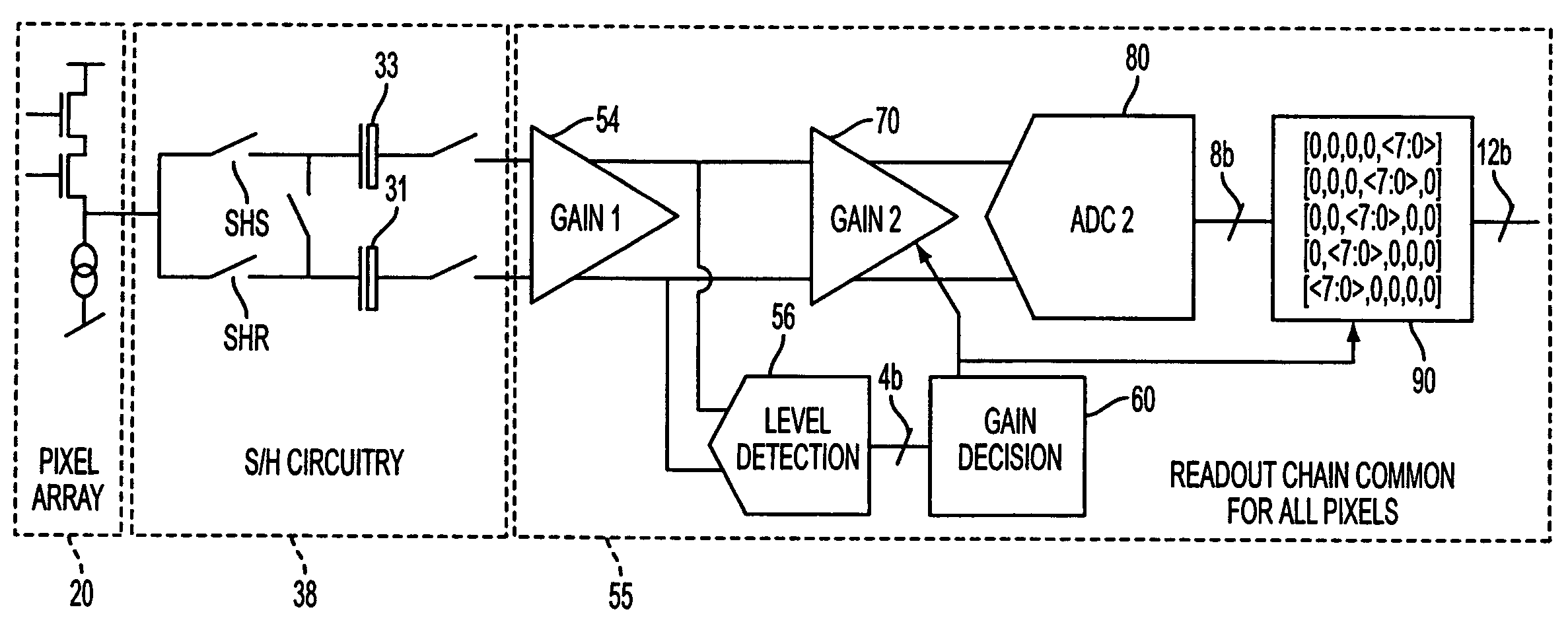 Readout technique for increasing or maintaining dynamic range in image sensors