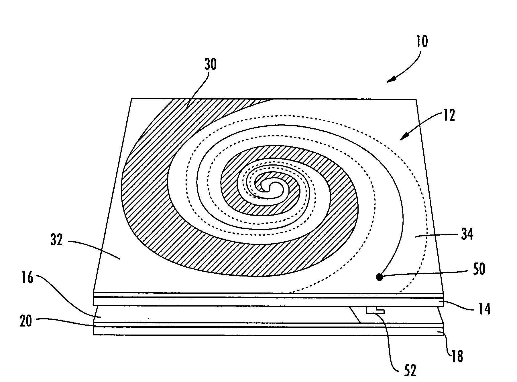 Hybrid antenna including spiral antenna and periodic array, and associated methods