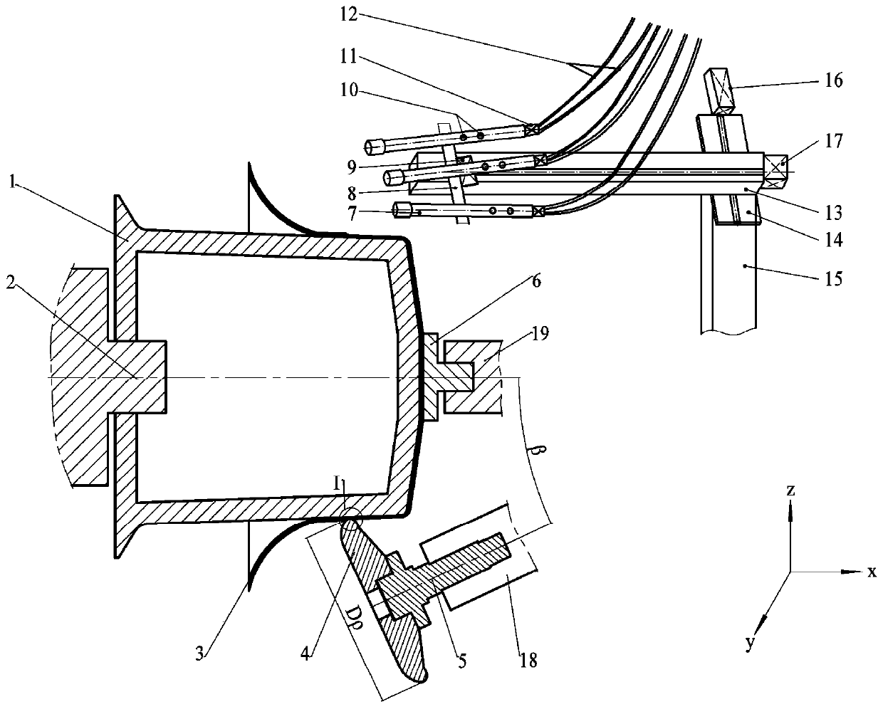 A device and method for molybdenum crucible double-wheel staggered hot-state powerful spinning