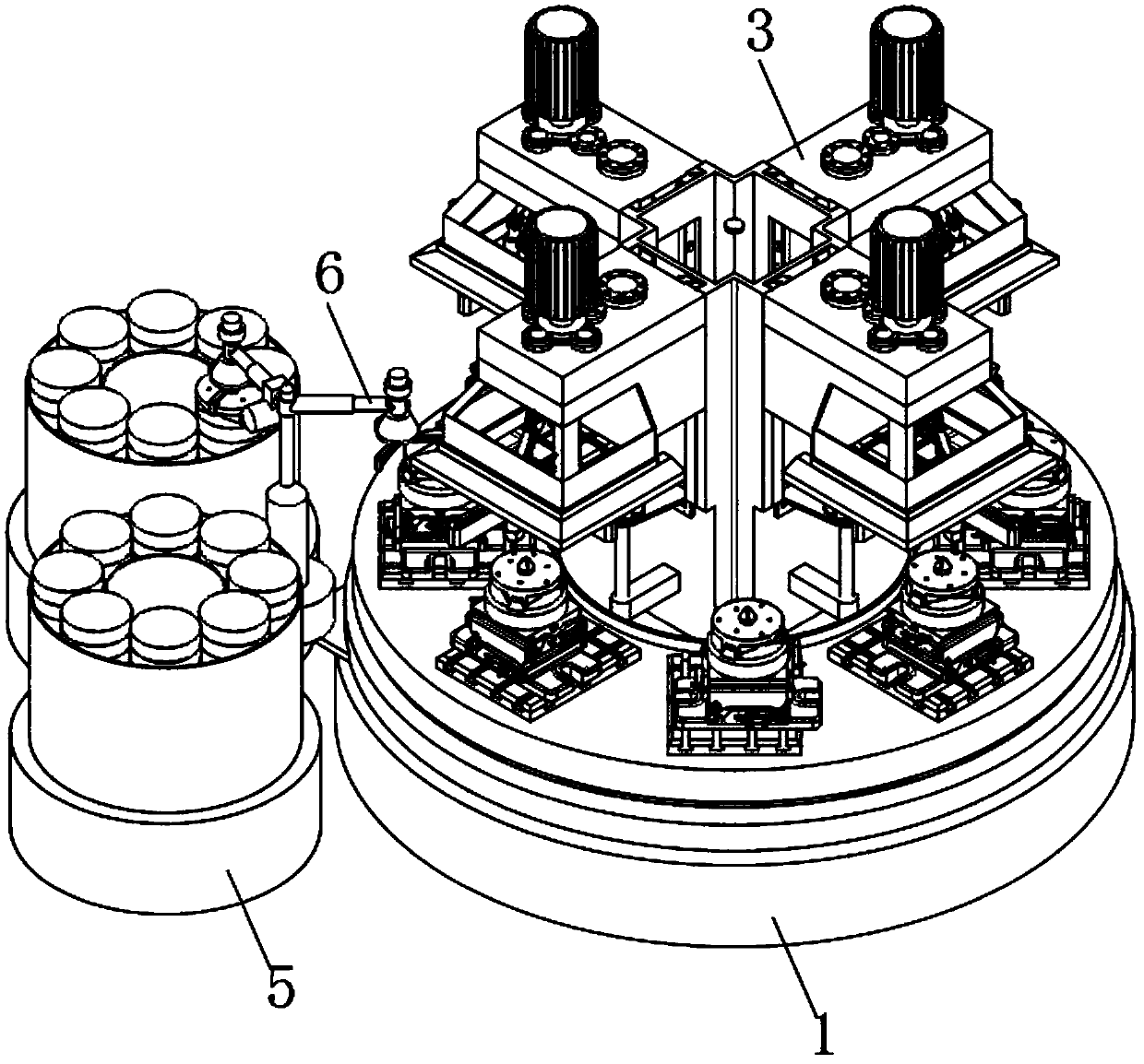 Drilling device and drilling method for rotary disc type bearing