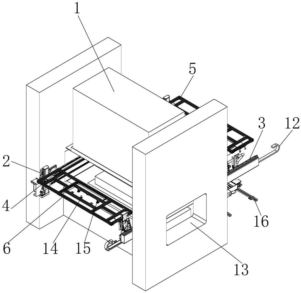 Automatic feeding and discharging device for large ultra-high precision sheet metal stamping part