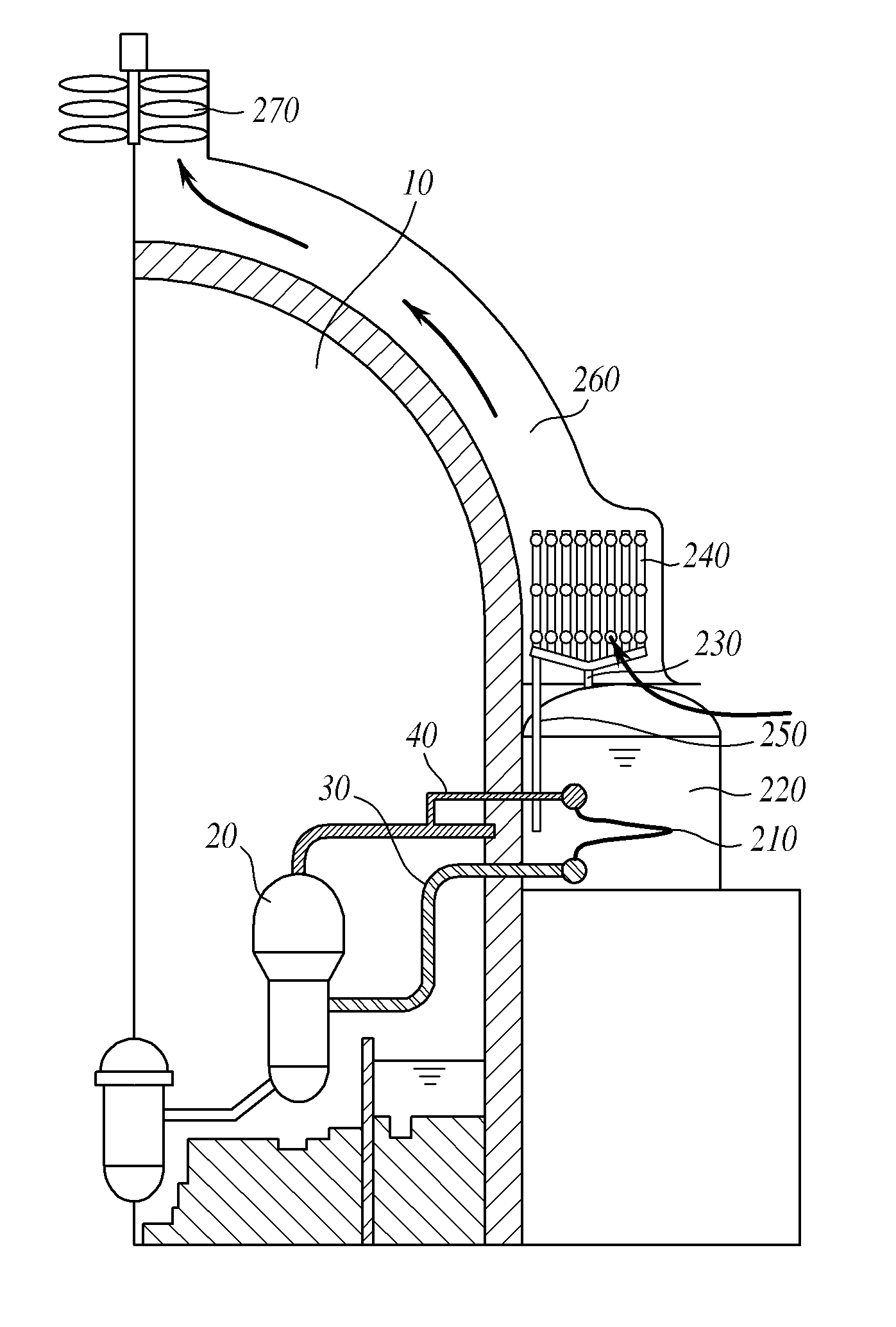 Water-air combined passive feed water cooling apparatus and system