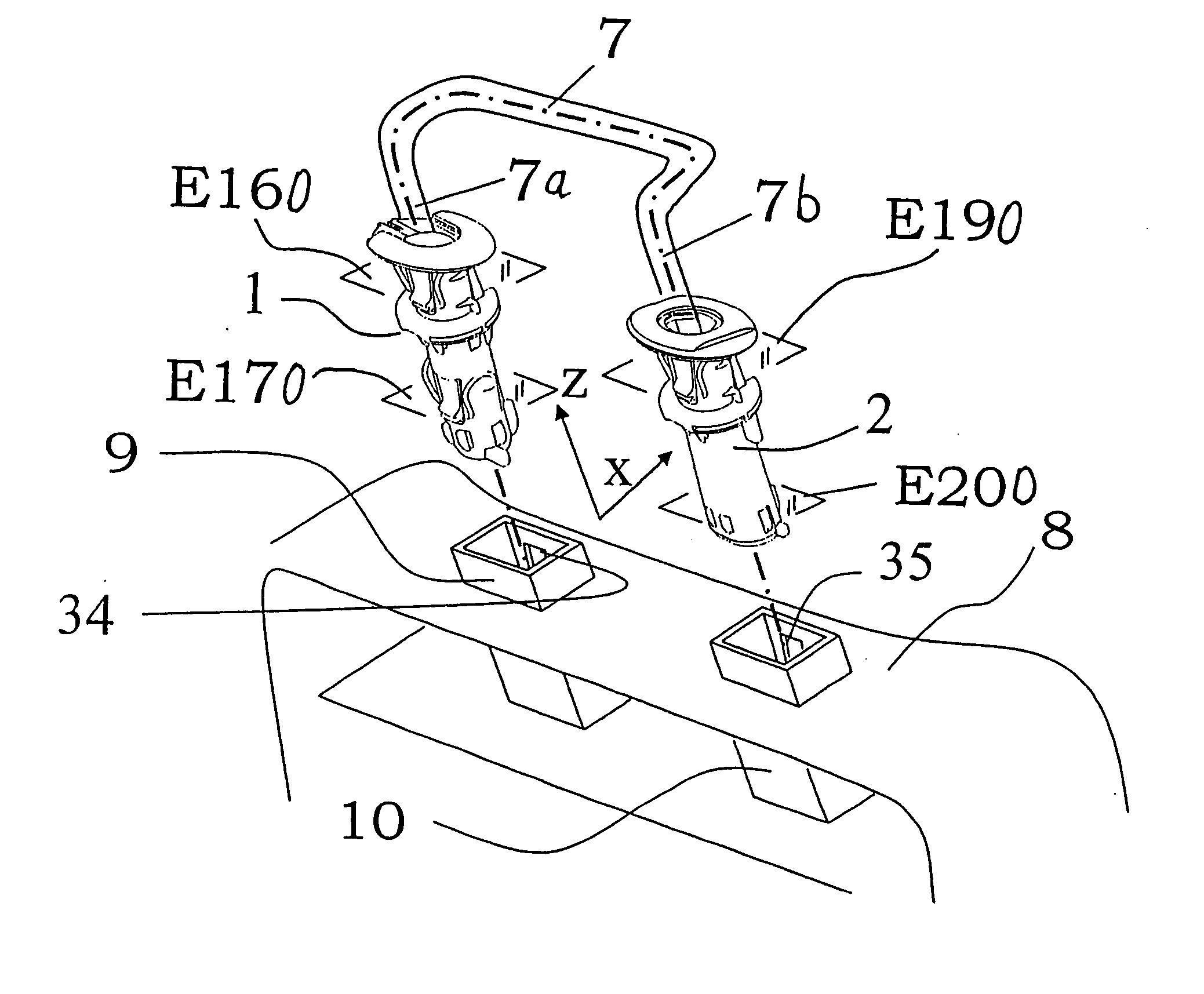 Mounting device for the headrest of a vehicle seat