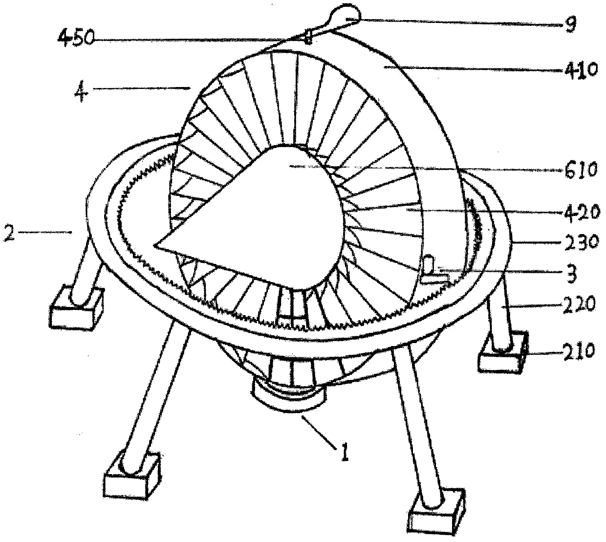 Rotary wind gathering and guiding device and horizontal vertical axis wind generator