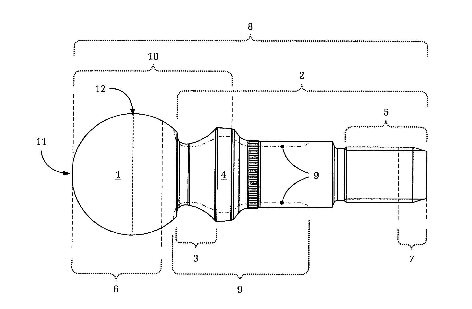 Ball pin and ball joint