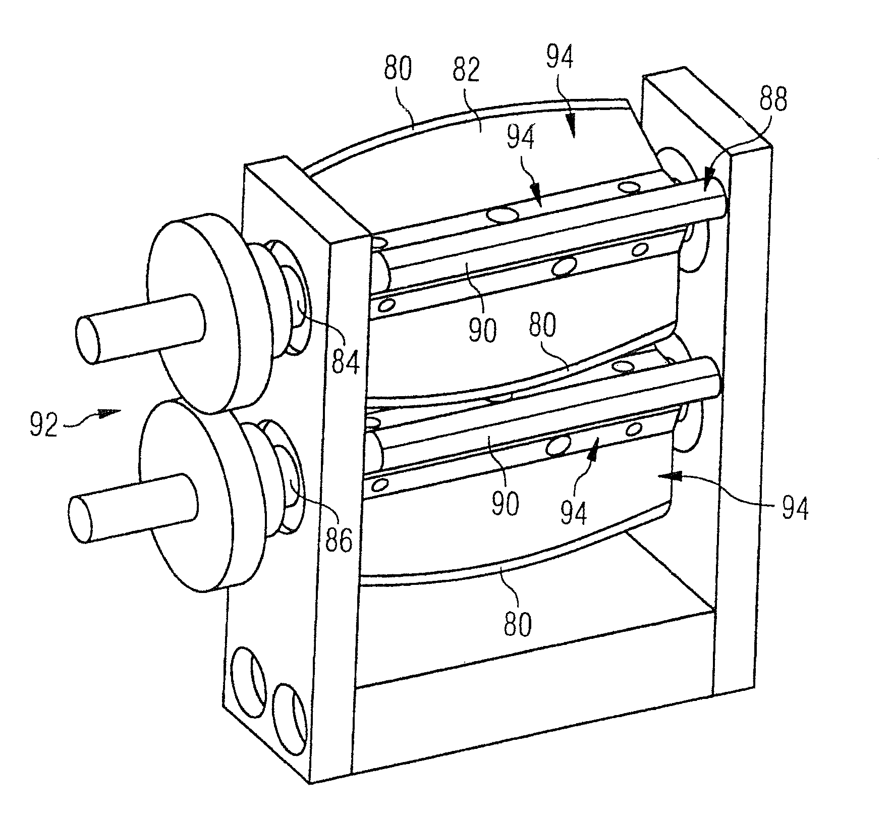 Spreading device for spreading out fiber filament bundles and spreading method carried out using the same