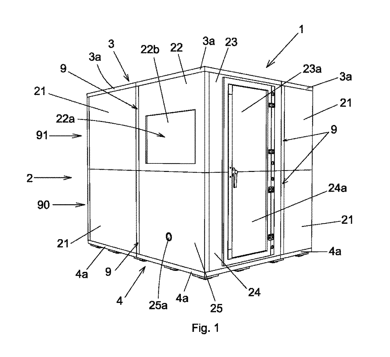 Modular sound-proofed cabin