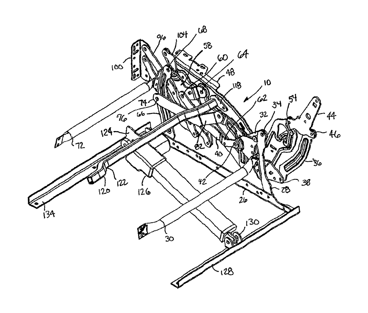 Zero-wall clearance linkage mechanism with power seat drive