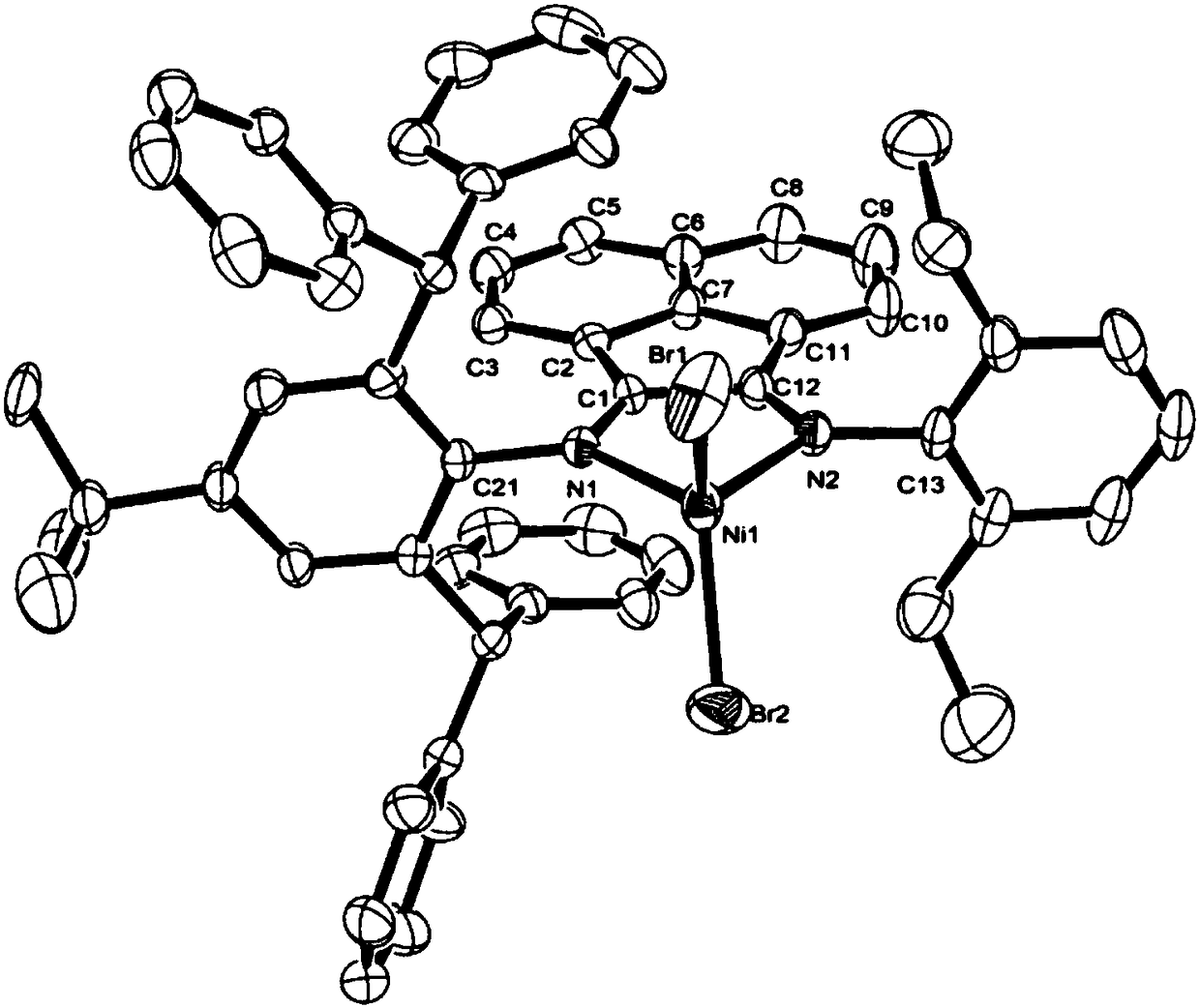 Tert-butyl asymmetric alpha-diimine nickel complex for preparation of ultrahigh-molecular-weight polyethylene elastomers and preparation method and application of tert-butyl asymmetric alpha-diimine nickel complex