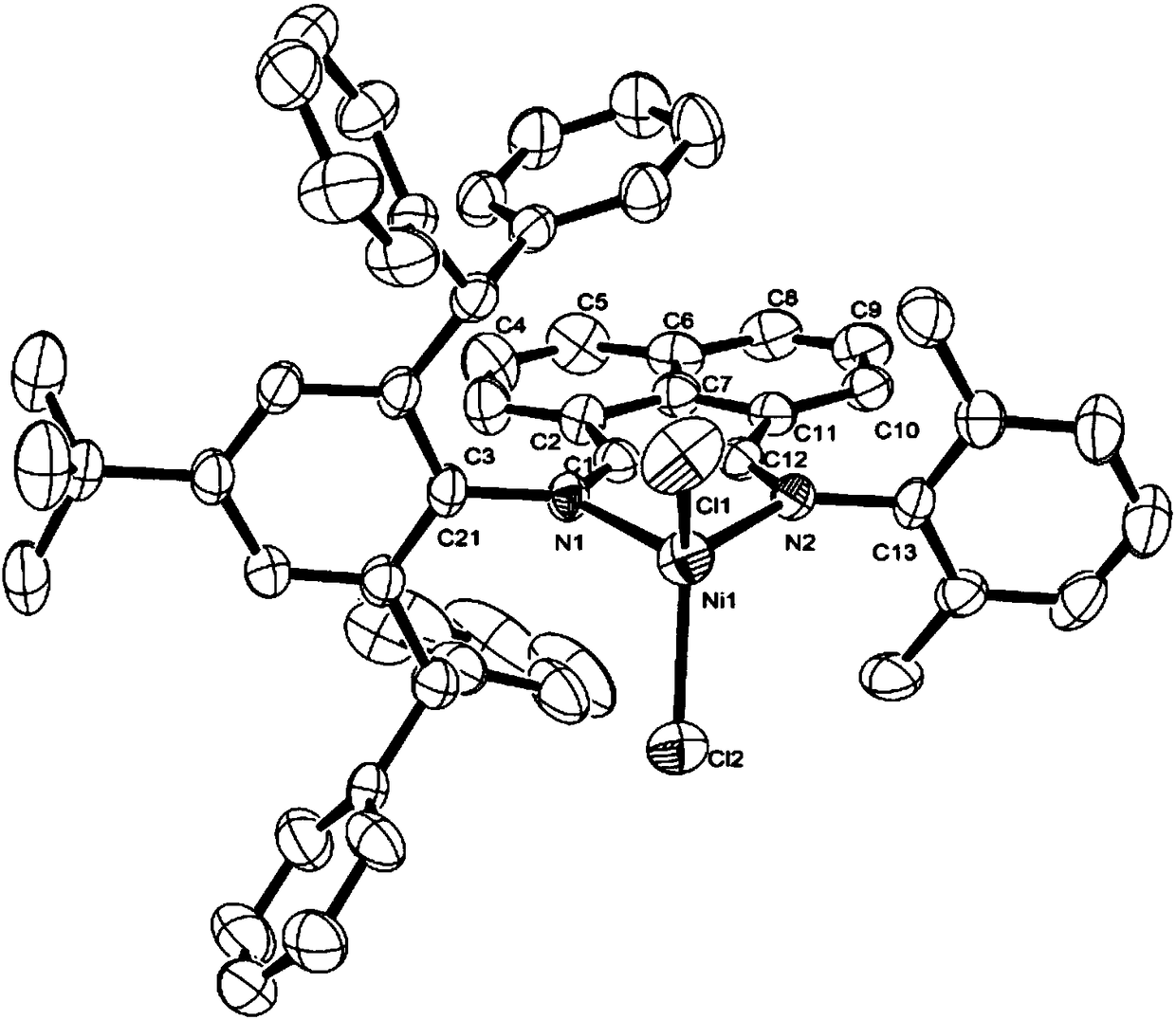 Tert-butyl asymmetric alpha-diimine nickel complex for preparation of ultrahigh-molecular-weight polyethylene elastomers and preparation method and application of tert-butyl asymmetric alpha-diimine nickel complex