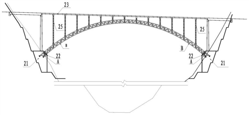 Structure for preventing concrete-filled steel tube arch bridge arch foot steel tube outer wrapped concrete from cracking