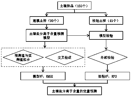 Monitoring method of salt ion content in salinized soil based on hyperspectral technology