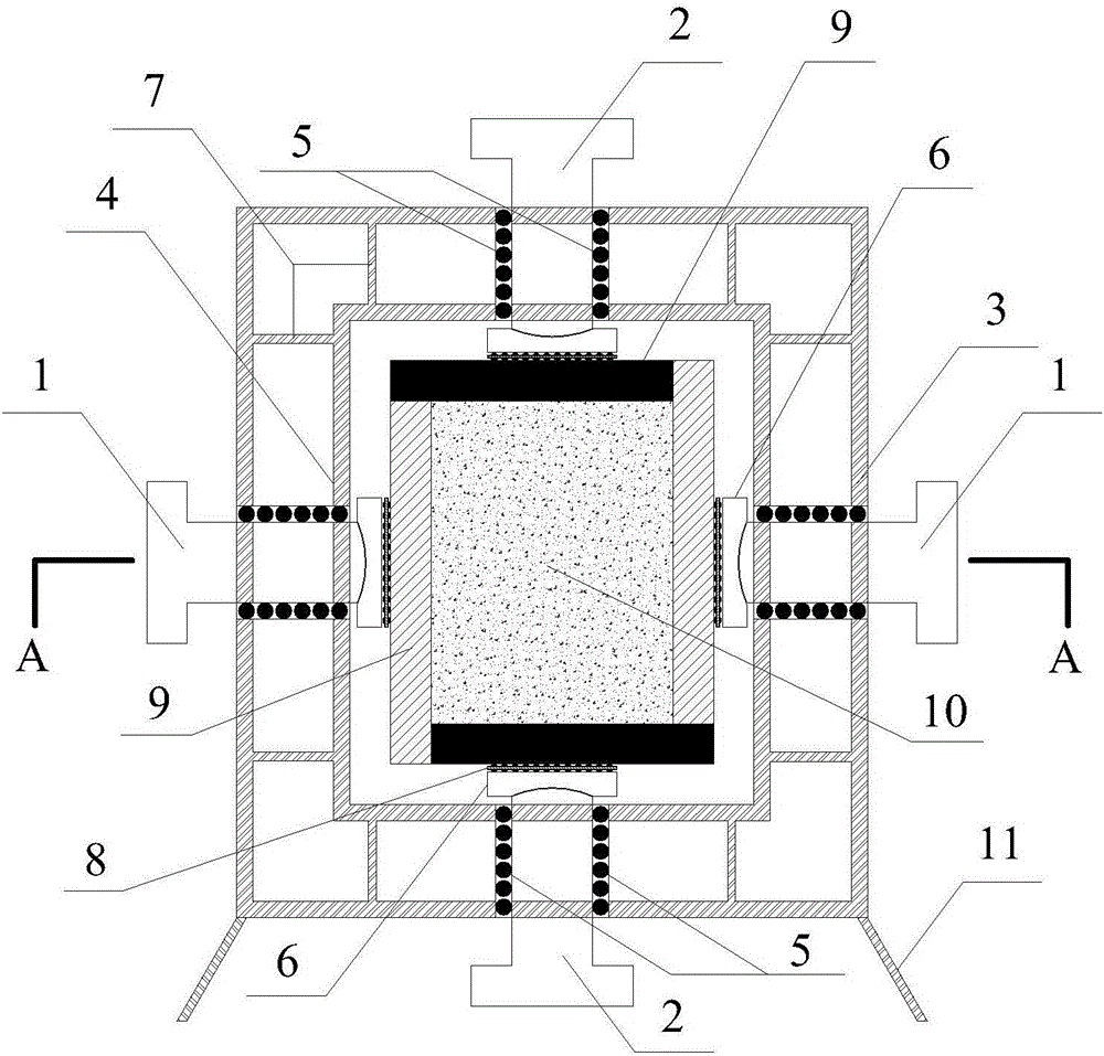 Bidirectional loading test device for rectangular rock mass