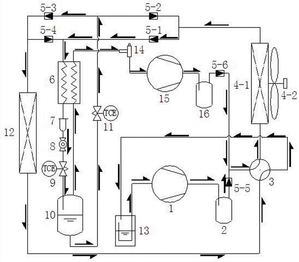 Triaxial pressure high-efficient air cooled heat pump unit applicable to large temperature difference