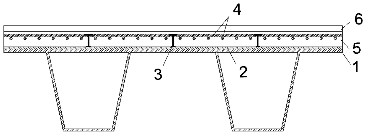 Reinforcement structure for solving cracked steel bridge deck by using lightweight aggregate concrete