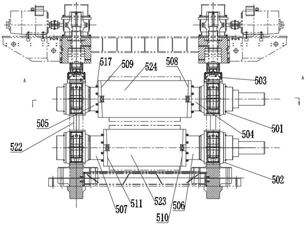 A cross wedge rolling mill for large axle rapid replacement of roll die