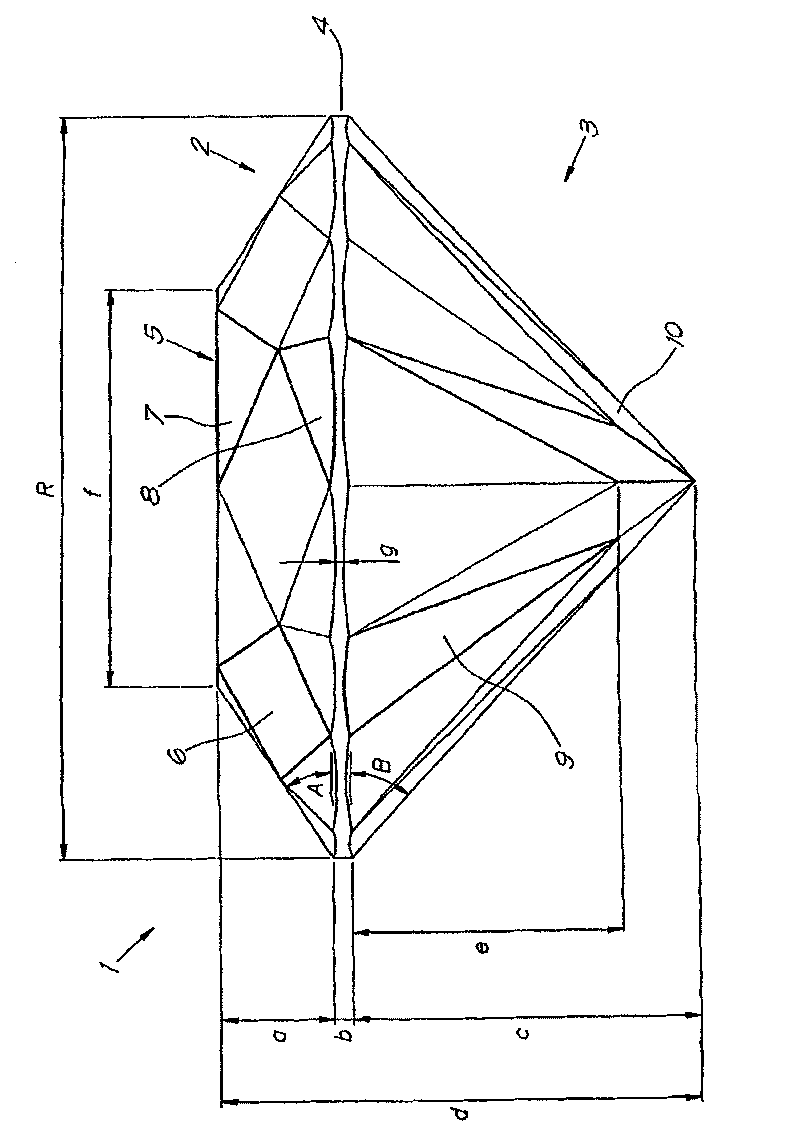 Cut diamond and cutting method