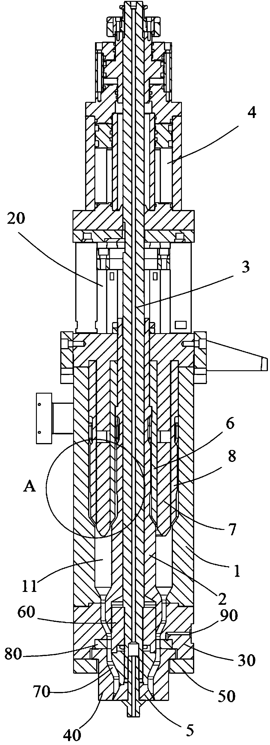 Novel die head of blow molding machine