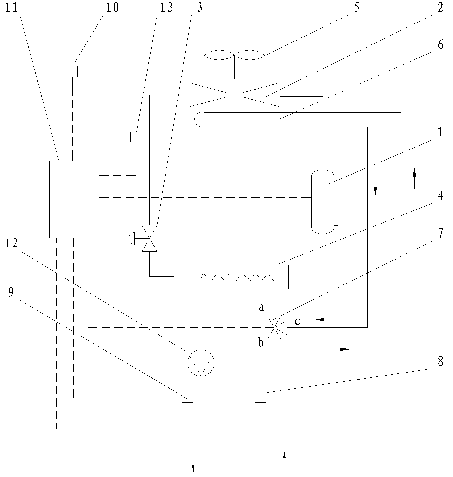 Air-cooled water chiller with natural cooling function and control method for water chiller