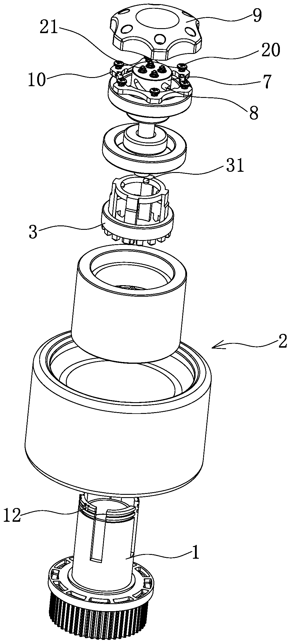 Clutch state locking structure of rotary control clutch