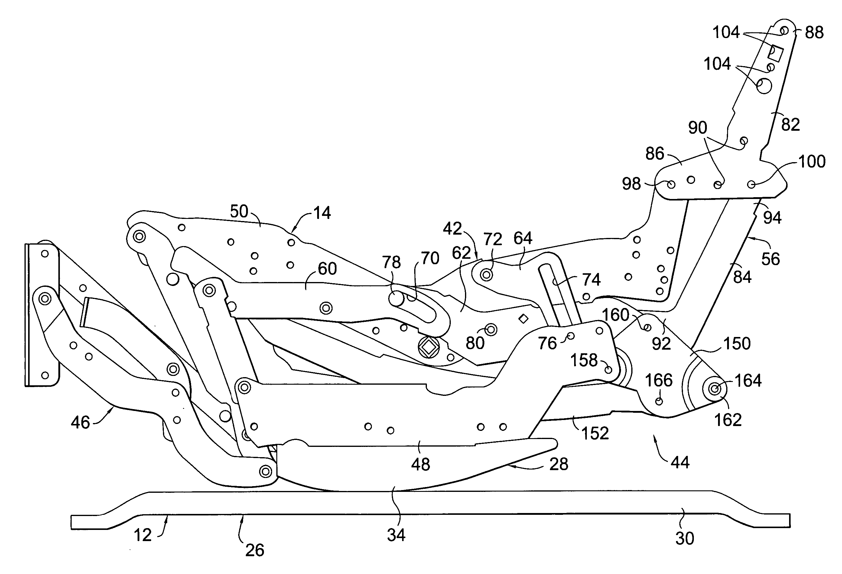 Recliner drive mechanism for a rocker chair