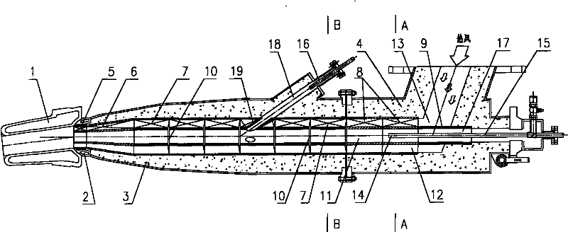 Air supplying device of blast furnace as well as combustion method and oxygen-enriching method of injected coal powder thereof