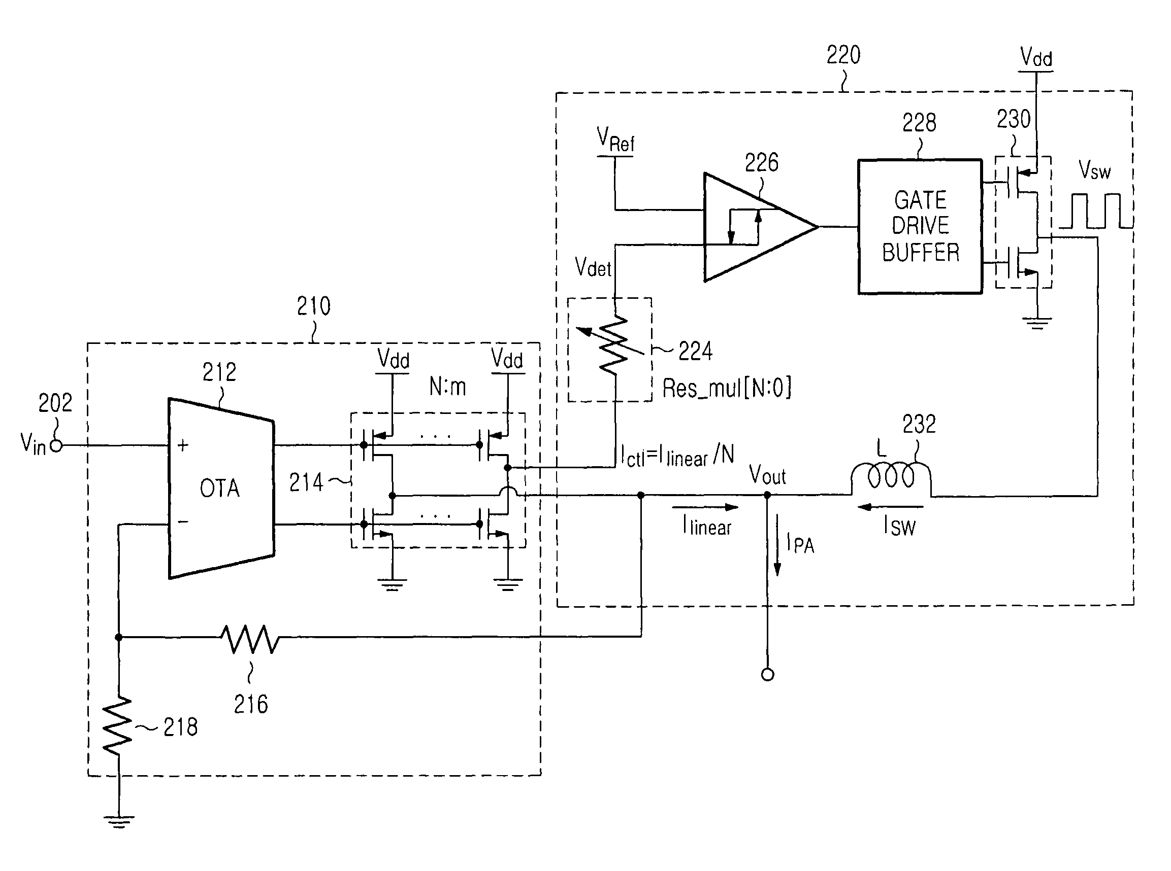 Power amplification apparatus for envelope modulation of high frequency signal and method for controlling the same