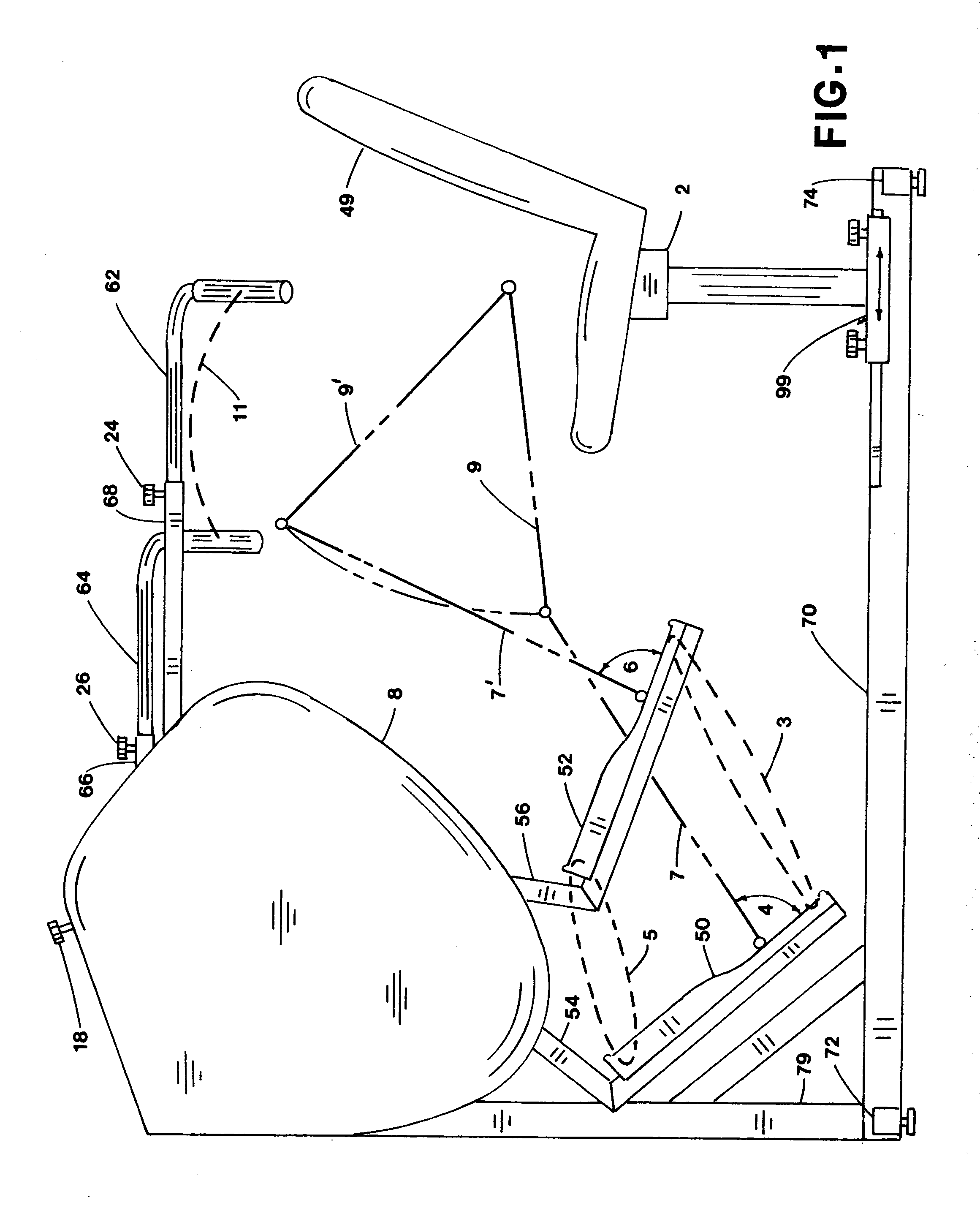 Step through recumbent elliptical exercise apparatus