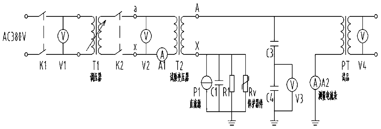 Test device for excitation characteristic of voltage transformer