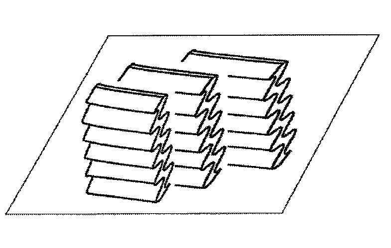 Three-dimensional orientation of grated flakes