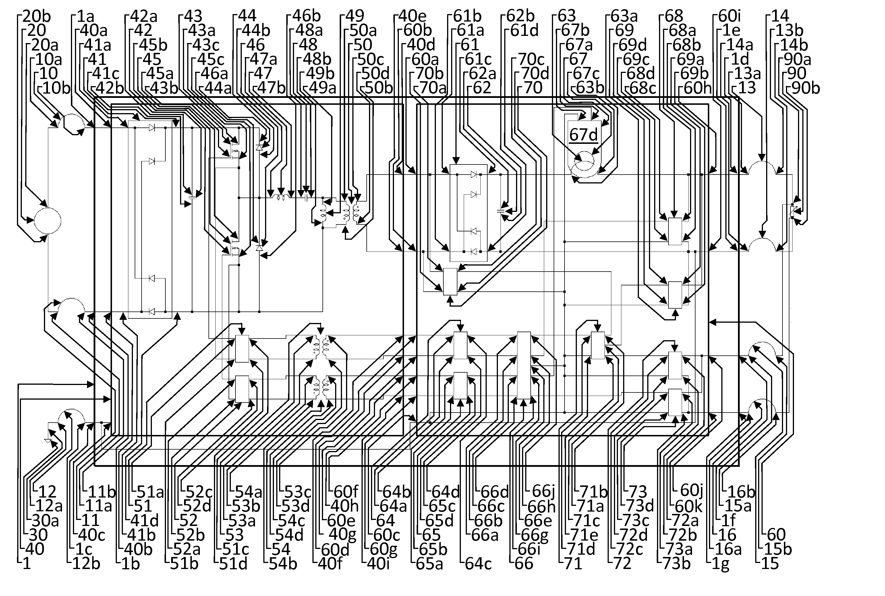 Utility for full wave rectified current-fed class of DC galvanically isolated DC-to-DC power conversion topologies allows reduction of working voltage magnitudes and improvement to efficiency for secondary circuits