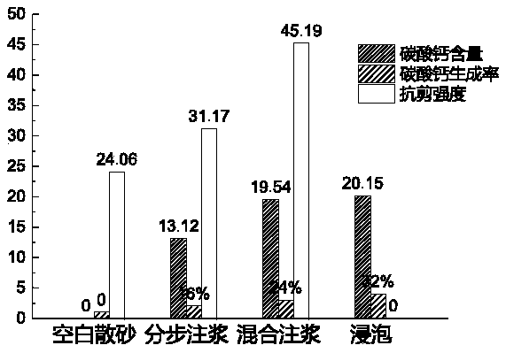 Method for researching sand soil solidification effects by carbonic anhydrase mineralization bacteria