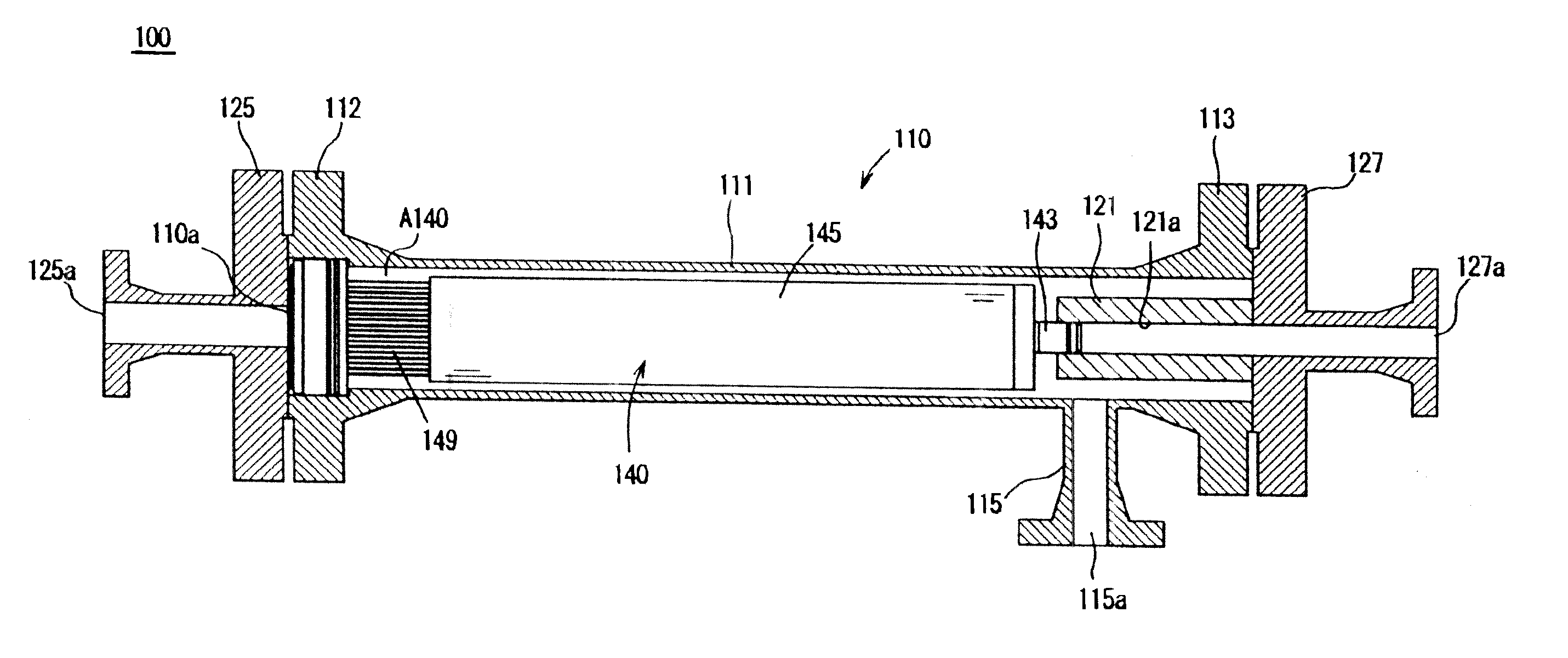 Gas separation membrane module and method of replacing a hollow fiber element