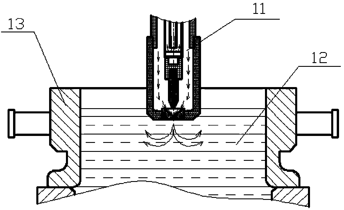 Plasma submerged arc heating device for steel ingot risers of 5-600 tons