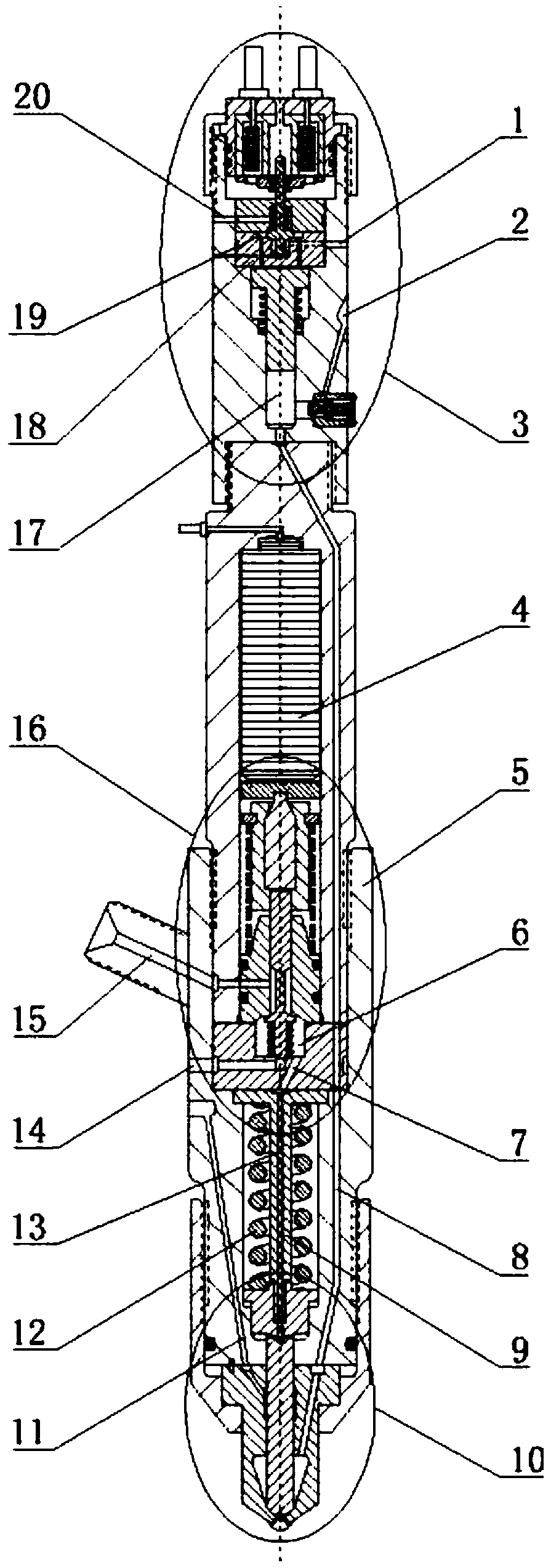 Supercharged leak-free piezoelectric control gas injection device