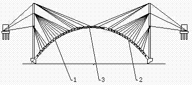 Reinforced concrete arch bridge construction method combined with cast-in-place cantilever method and stiff skeleton method