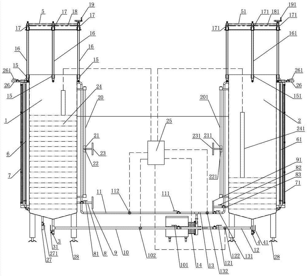 Bi-directional self-circulation liquid indicator detection device