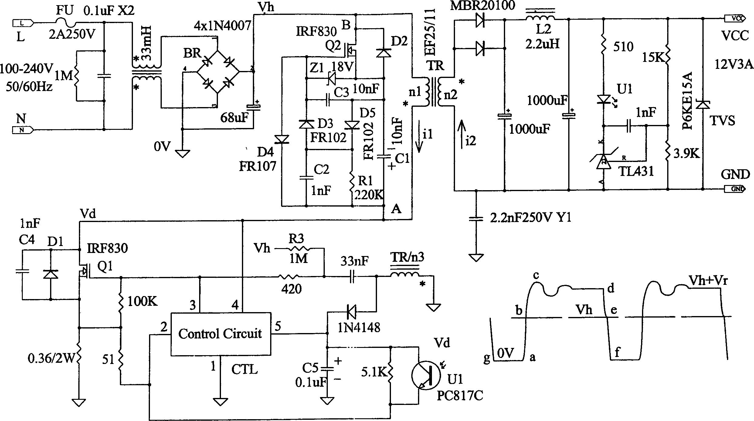 A circuit for realizing switch changeover with zero-voltage switch power