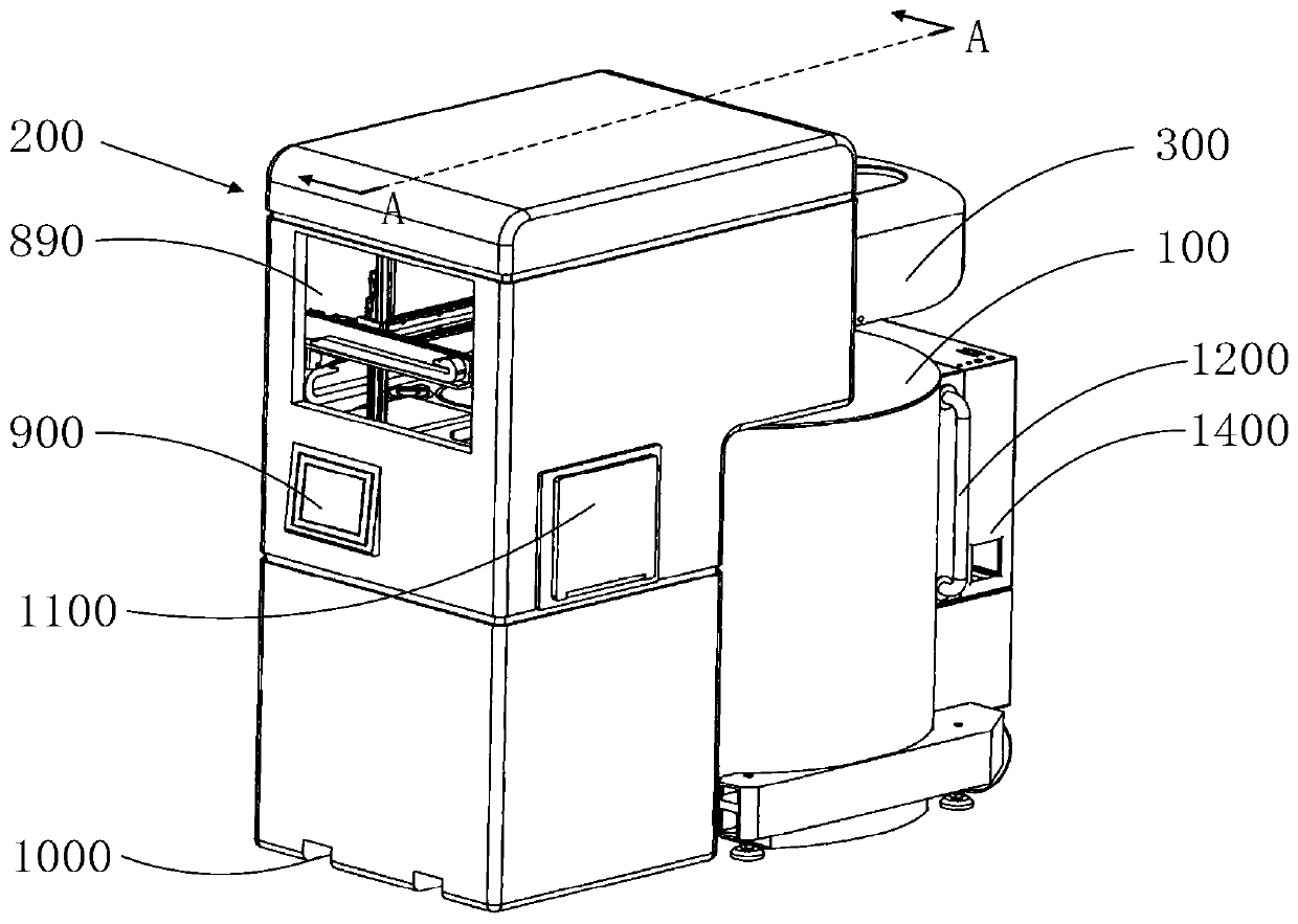 Low-temperature storing and taking device and low-temperature storing and taking method