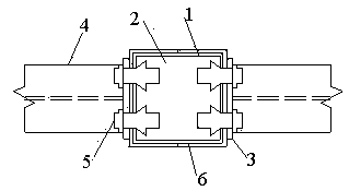 Rectangular concrete filled steel tube column and steel beam single-side bolt connecting joint and construction method thereof