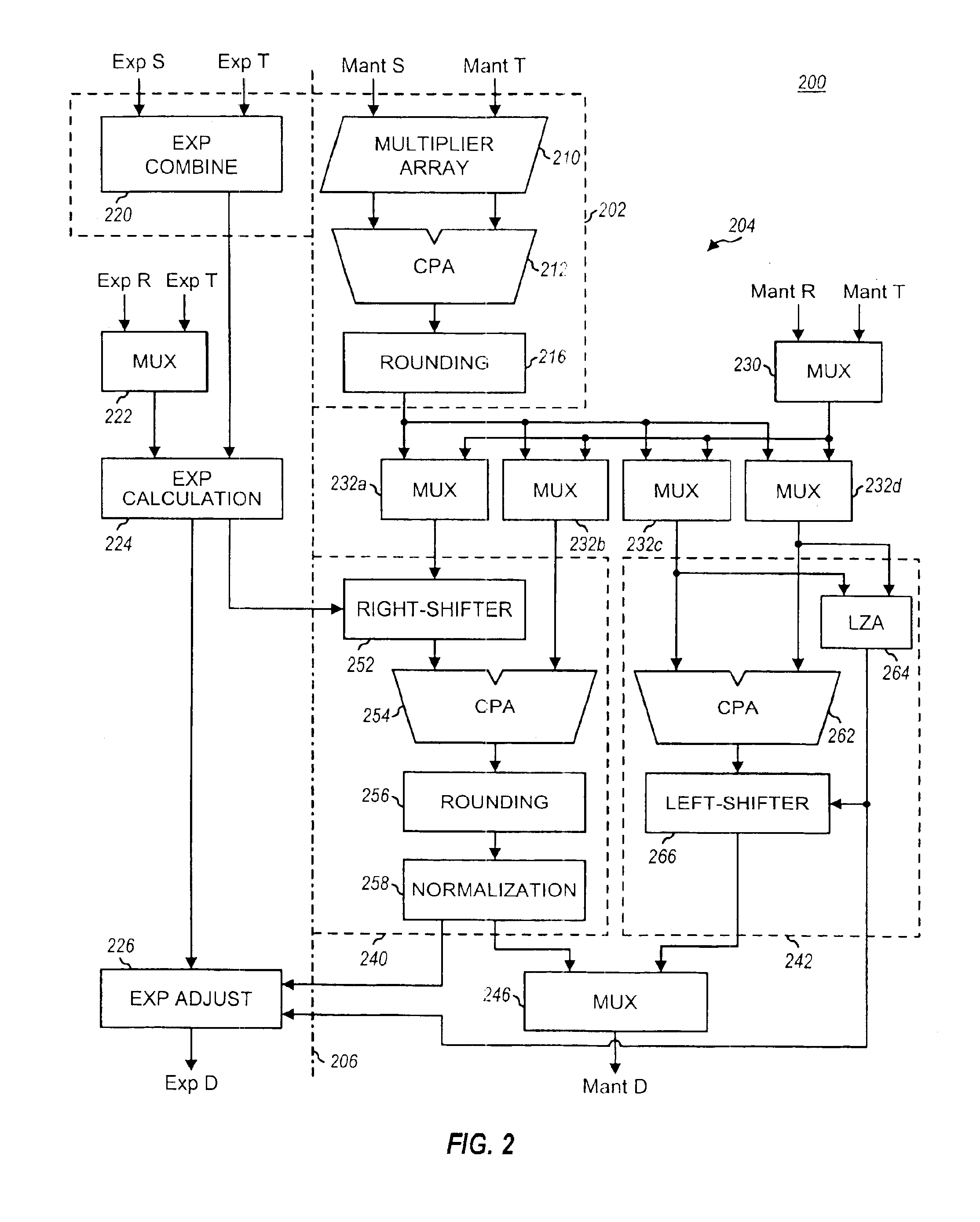 Floating-point processor with operating mode having improved accuracy and high performance