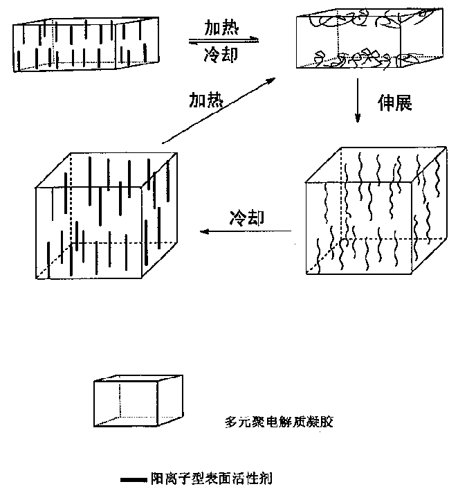 Thermal shape memory gel material and its prepn