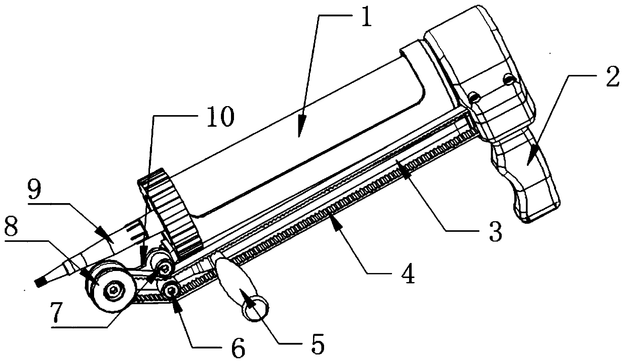 Pneumatic glue gun with quantitative glue discharging function for packaging rubber pipe and using method