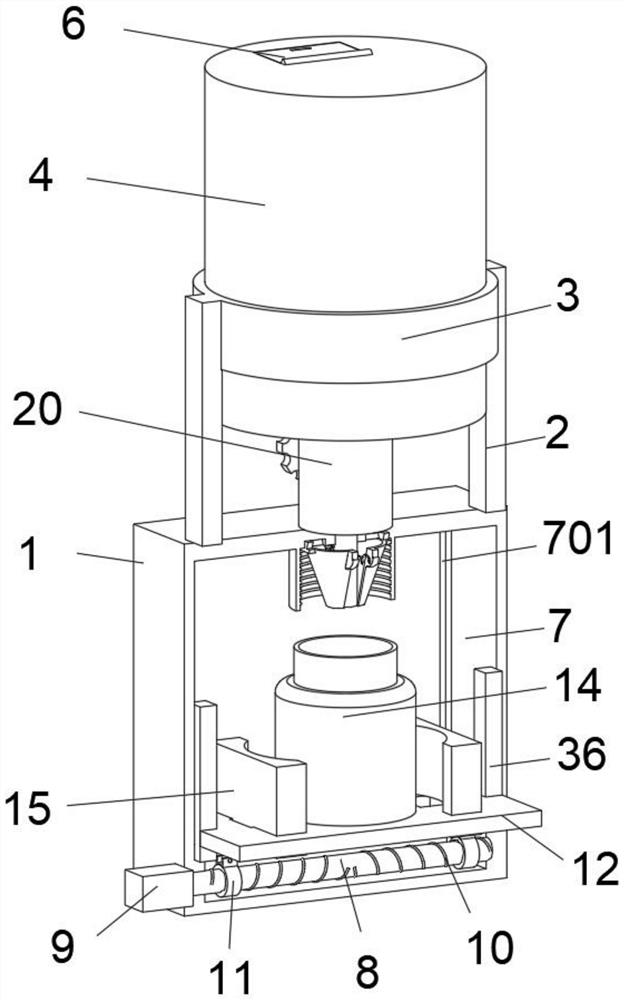 High-stability anti-spilling powder filling device for cosmetic processing