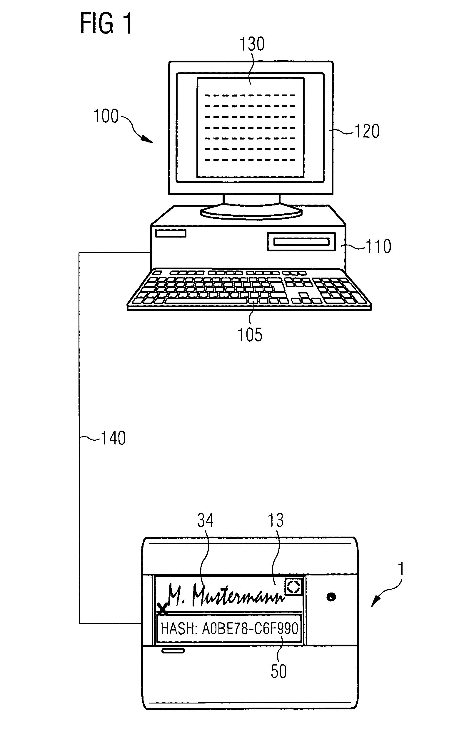 Method and device for electronically capturing a handwritten signature using embedding technique