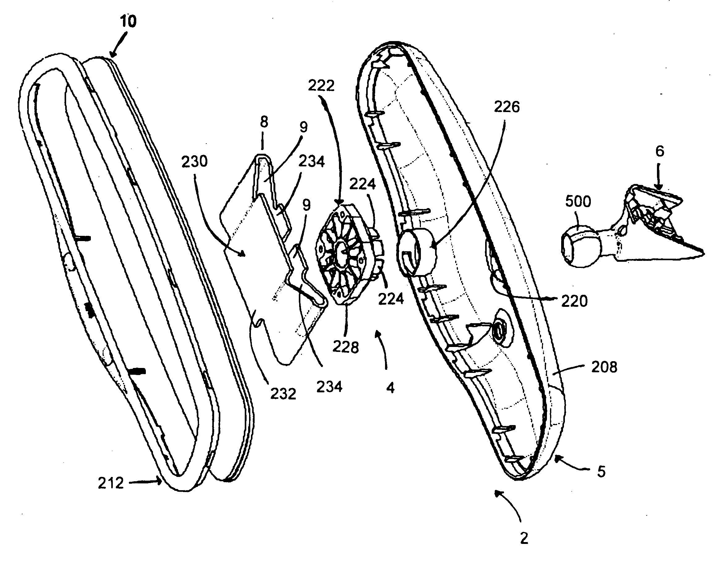 Rearview assembly having an integral crush zone