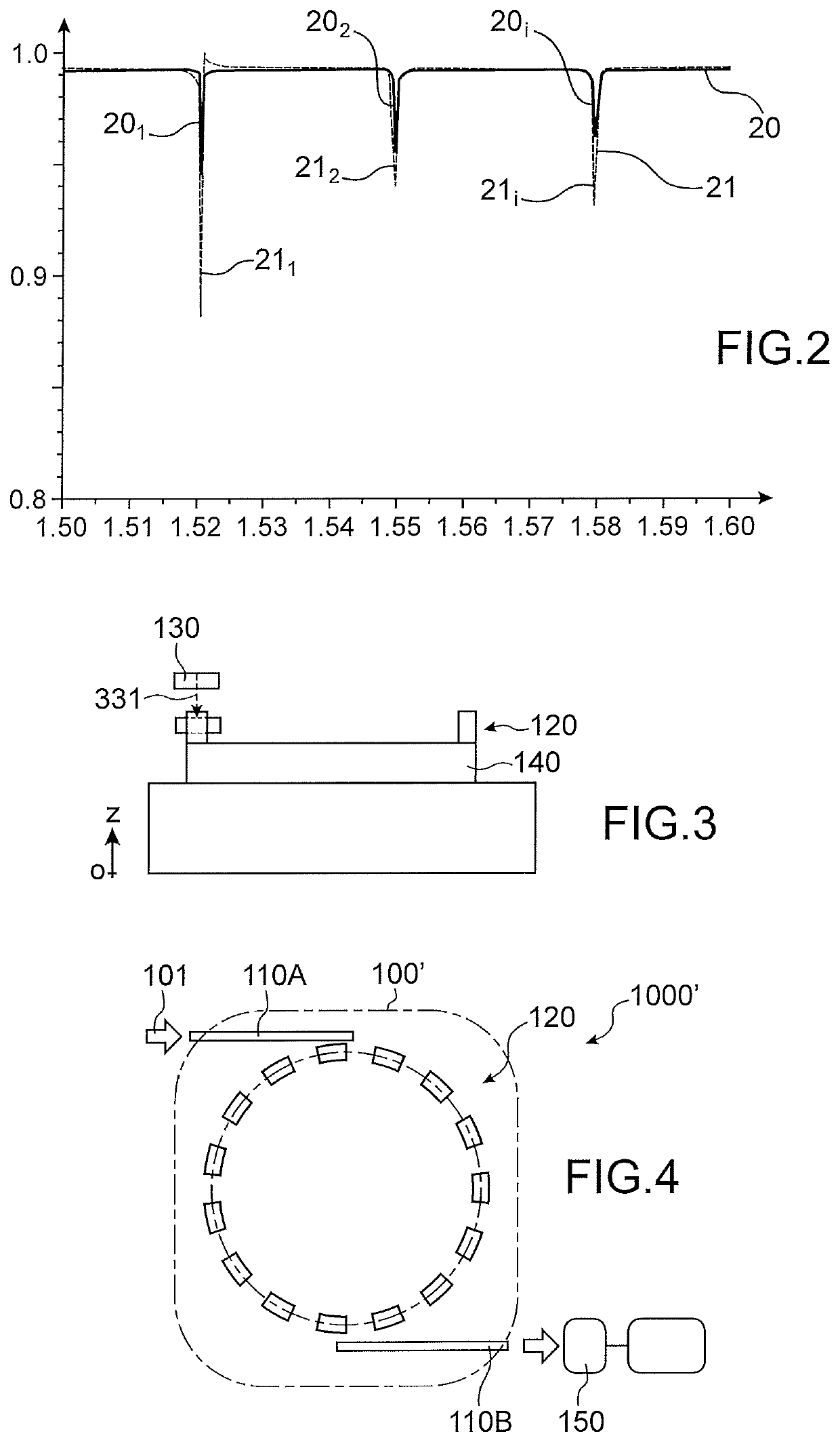 Displacement sensor with segmented ring microresonator