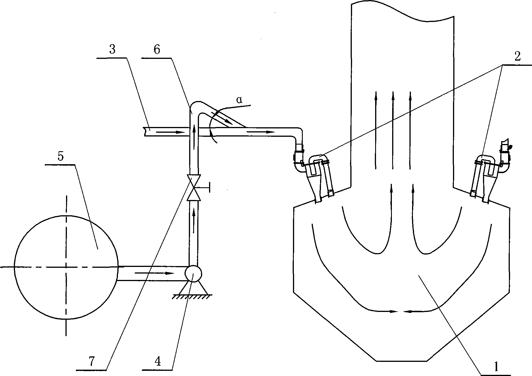 Method and apparatus for improving primary air breeze gas flow temperature of W-shaped flame boiler